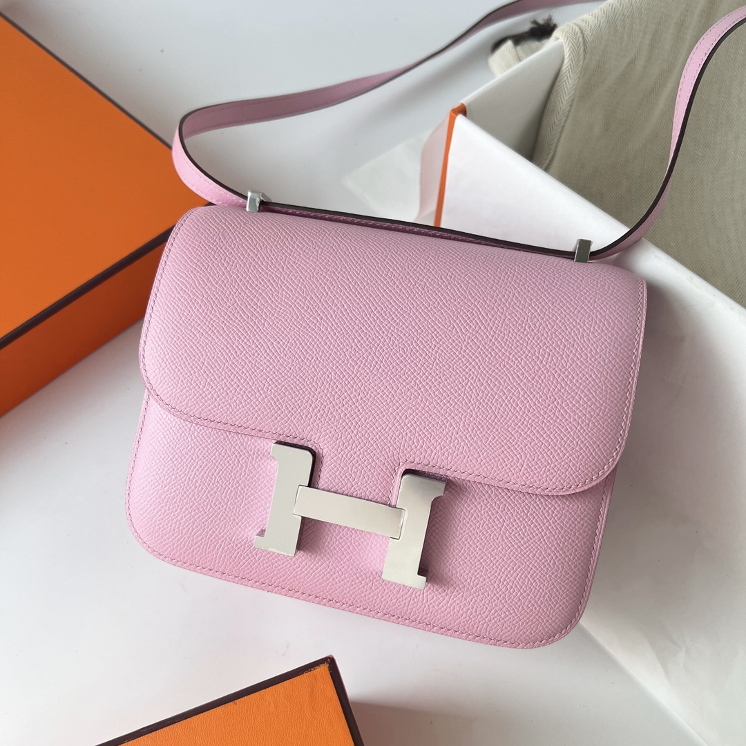 Hermes Constance 24cm Shoulder Bag In Rose Sakura Epsom Leather